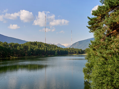 Lake Engolasters in summer. Encamp, Andorra, Europe