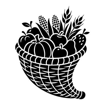 Cornucopia basket vector silhouette icon
