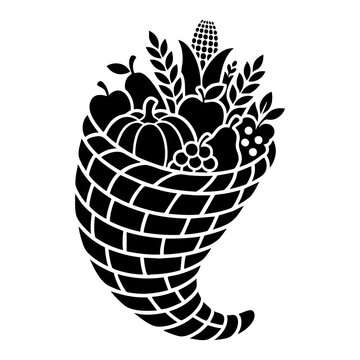 Cornucopia basket vector silhouette icon
