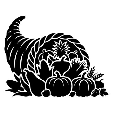 Cornucopia basket vector silhouette icon