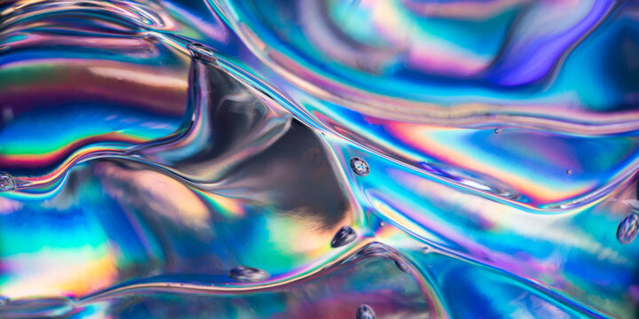 Iridescent liquid texture with abstract science background