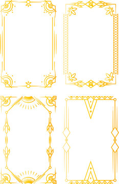 Collection of decorative gold frames for invitations and certificates