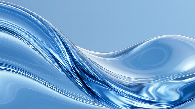 Abstract blue glass wave background with futuristic flow