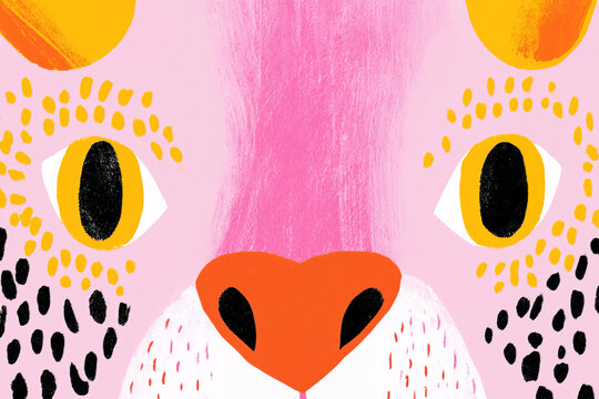 Colorful leopard face illustration for kids art and decor