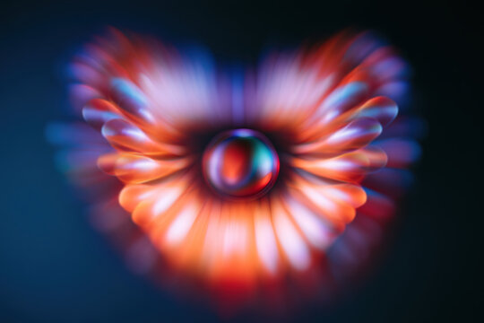 Abstract 3D geometric composition with glowing orb and shapes