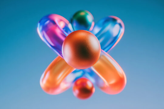 Abstract 3D illustration of colorful geometric shapes