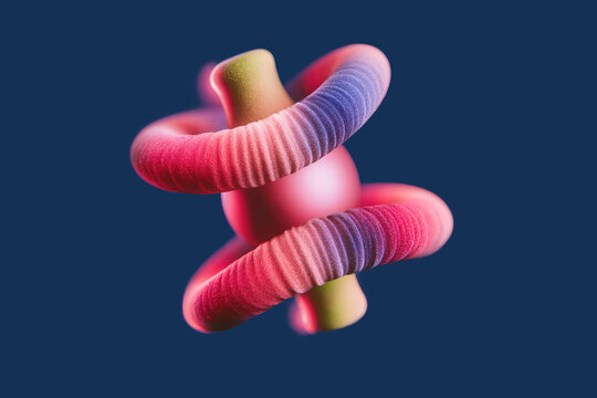 Abstract 3D geometric composition with colorful twisted forms