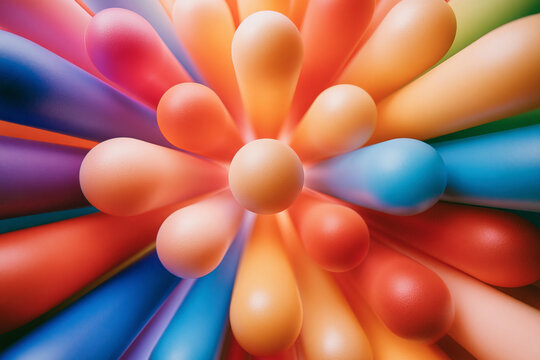 Colorful abstract geometric composition with radial 3D forms