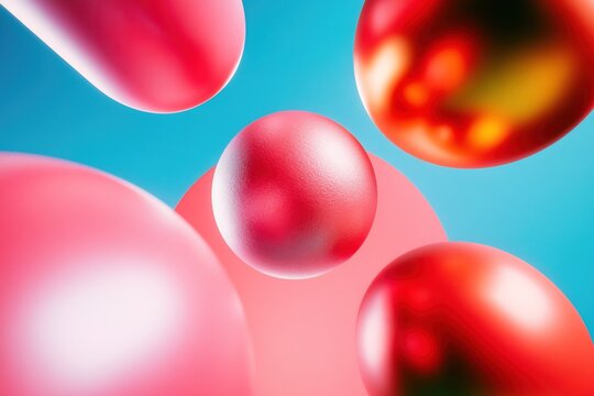 Abstract 3D geometric composition with glossy red shapes