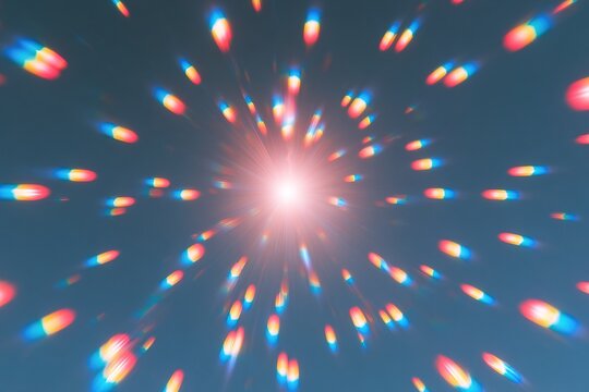 Futuristic light burst with chromatic aberration and leaks