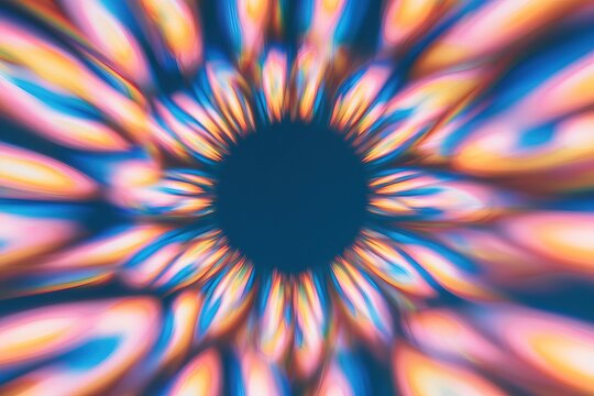Futuristic abstract vortex with chromatic aberration and light leaks