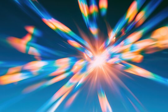 Futuristic chromatic light burst with abstract motion blur