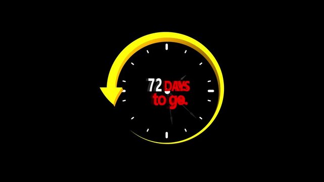 Vibrant 72 Days to Go countdown icon featuring a spinning outer ring, softly pulsing number seven, and glowing accents to create excitement and anticipation for the event.