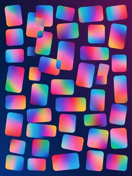 Abstract vibrant gradient tiles pattern on dark background