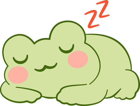 Cute Sleeping Green Frog Character with Zzz Symbol