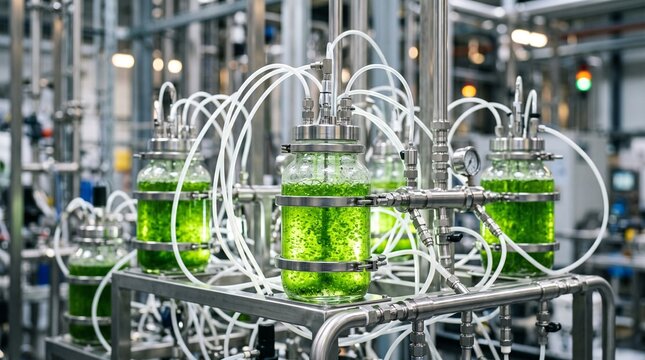 Algae Bioreactors in Biotechnology Laboratory for Bioplastics