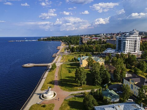Overlook over Petrozavorsk and lake Onega, Karelia, Russia