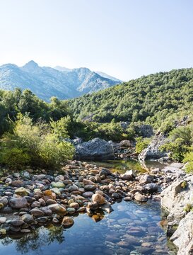 Bed of the Fango River, Tuarelli, Fango Valley or Vall&eacute;e du Fango, Haute-Corse, Corsica, France