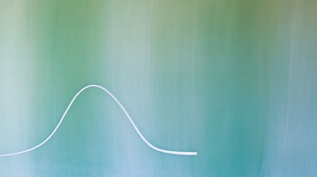 Gaussian curve drawn in white chalk on a dusty green chalkboard, featuring a soft matte texture and erased smears for statistics and education