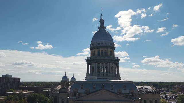  Illinois State Capitol drone close up