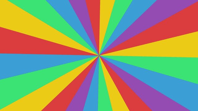 Radiant rainbow starburst pattern with vibrant colors in a dynamic repeating motion for energetic backgrounds