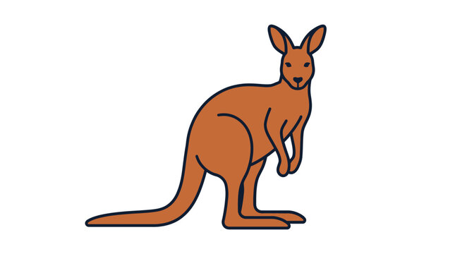 Cartoon Kangaroo Standing Vector Illustration