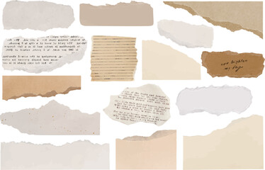 Naklejka na ściany i meble Vintage torn paper collage elements vector set