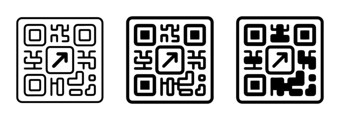 Fototapeta premium QR Code Icons Set, Digital Data Scannable Links, Technology Interface Symbols, Vector Graphics for Web and App Design