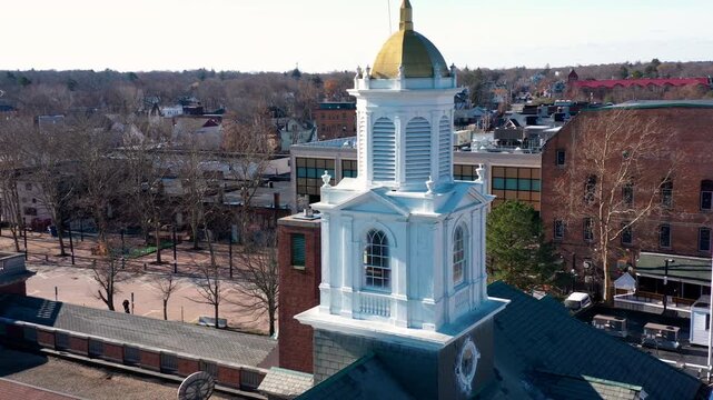 Aerial Push Toward Crosby Administration Building in Brockton Massachusetts