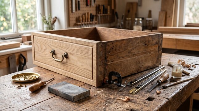 Restoring Wooden Drawer on Workbench