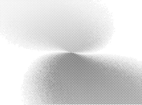 Abstract grunge halftone texture vector dots stipple dual curved lobes overlapping blobs wave yin yang gradient monochrome retro vintage screen print background organic overlay smooth
