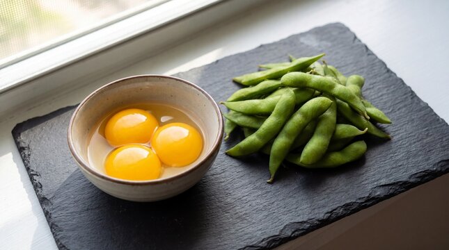 Fresh Egg Yolks and Soybeans High in Choline for Brain Health and Nutrition