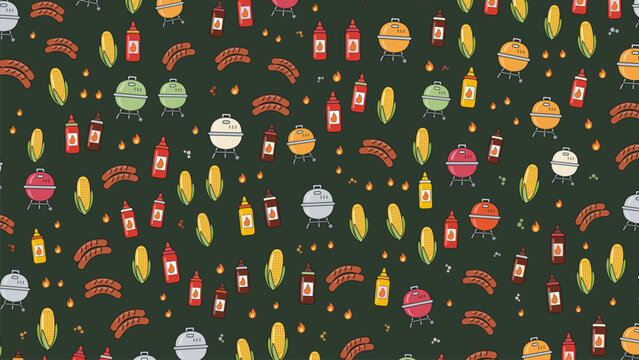 Steak And Sausage Grill Decorative Background