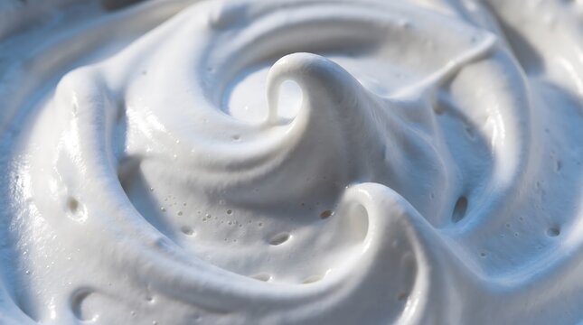 Macro view of smooth whipped cream texture peak