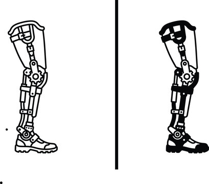 Prosthetic Leg Vector Icon Set