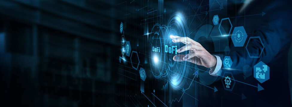 DeFi Specialist touching DeFi and financial data. Decentralized finance, blockchain, digital assets, smart contracts, cryptocurrency.