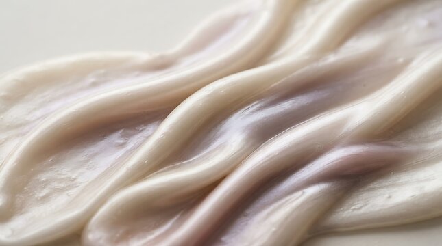 Close Up Texture of Pearlescent Cosmetic Cream Swatch with Glossy Swirls