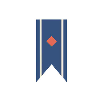 Blue ribbon with orange diamond icon