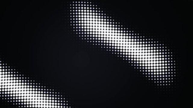 Abstract white dots halftone pattern on a dark black background