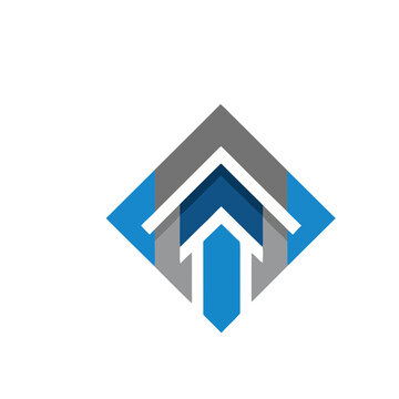 Abstract geometric logo with upward arrow