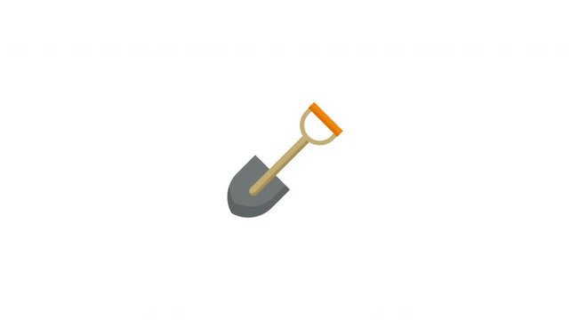 Garden shovel spade icon animation for digging and construction videos