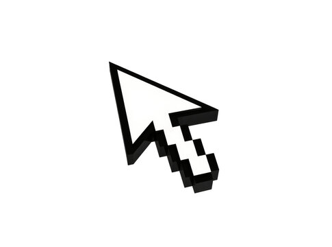 Pixelated computer mouse cursor arrow pointer, isolated on transparent background