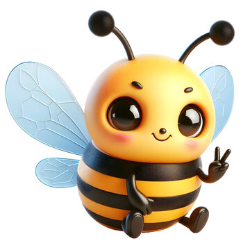 Cute 3d bee isolated on white background