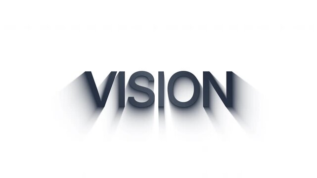 Vision 3D Kinetic Typography Text Animation with Volumetric Long Shadow for Corporate Strategy and Business Keynote Presentation