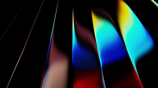 3D Glass gradient Rainbow Holographic Wavy Slabs Seamless Loop Video, Abstract Futuristic Prism Glass Motion Graphics, Glowing Multicolor Refraction Animation &ndash; Close-up view of undulating glass