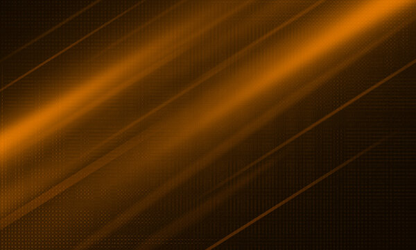 Orange diagonal light streak background with glowing beam on dark grid texture, abstract technology design