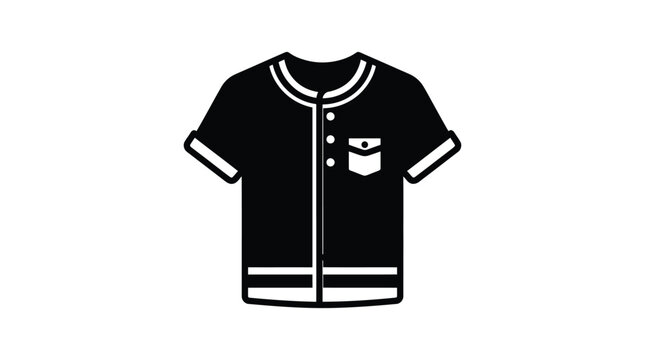 Baseball jersey with button front is depicted as a silhouette