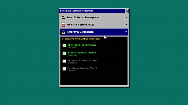Retro Operating System with Business Security and Compliance UI