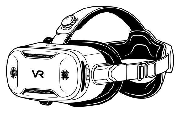 Virtual reality headset vector i&hellip; set with simple line art design featuring simple design, minimalist, black and white with illustrations and graphics
