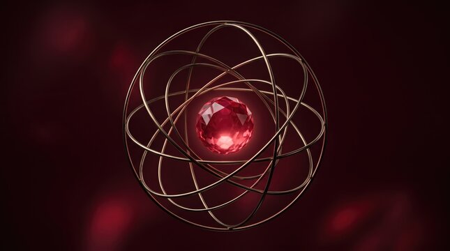 3d Digital Finance abstract background new design 2026 Atomic structure illustration with glowing core and electron orbits illustration
